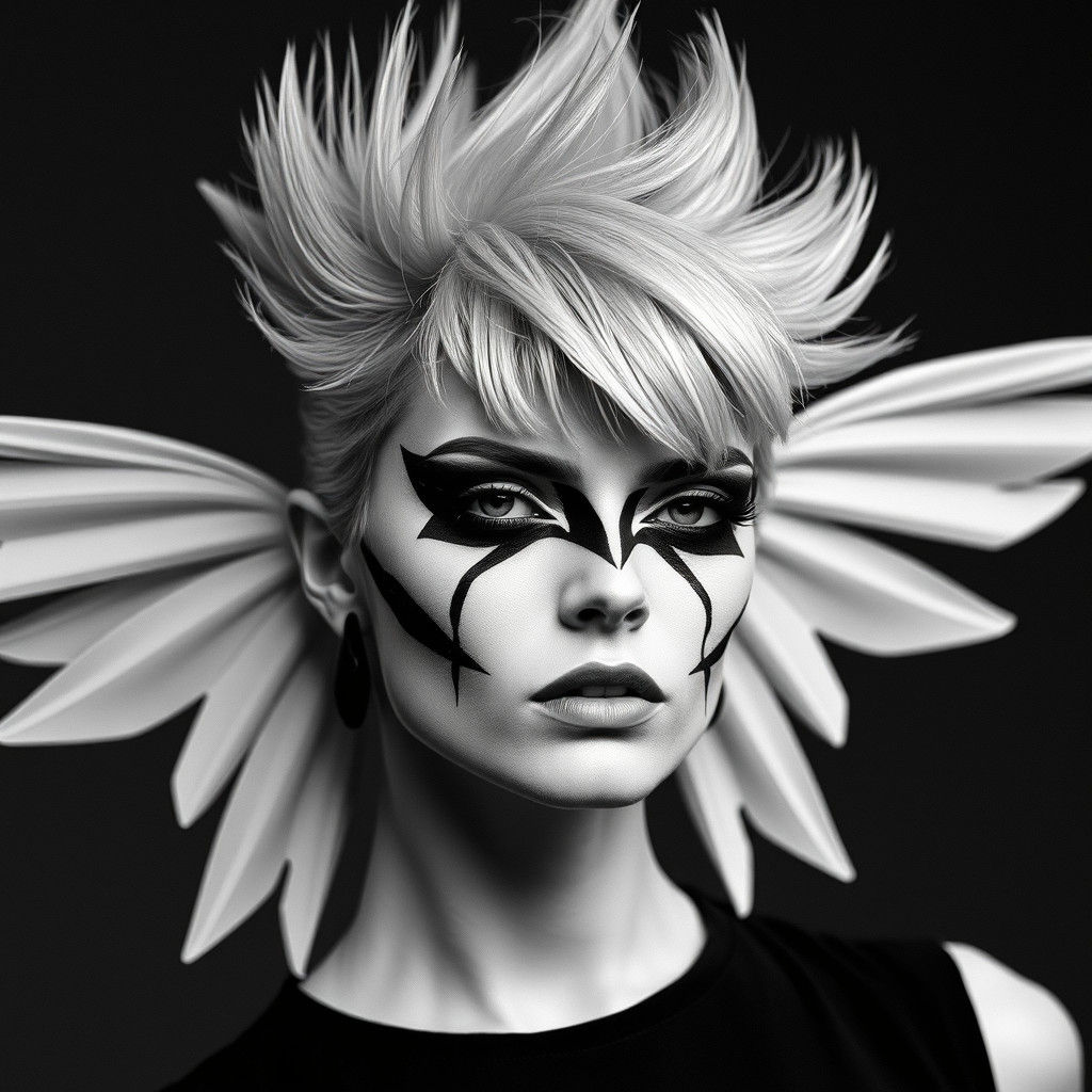 Geometric Fashion Model in Black and White