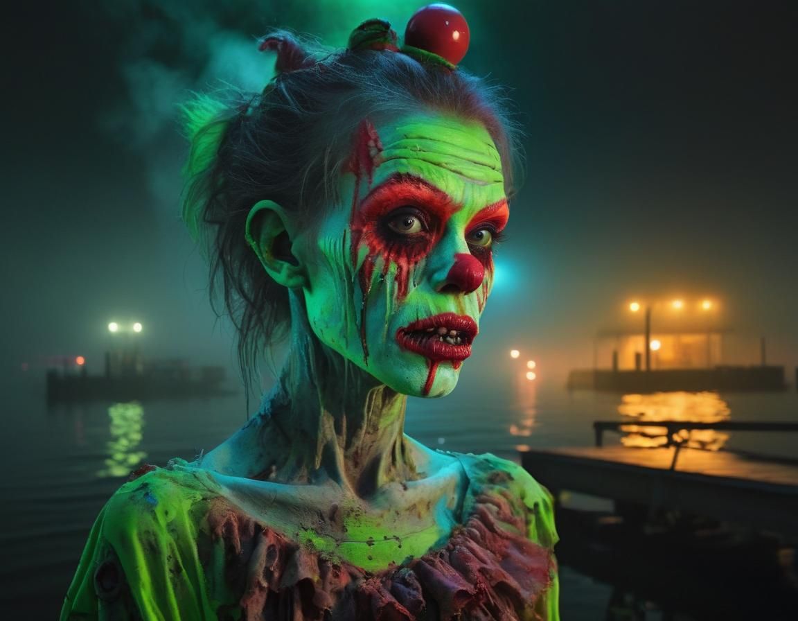 Fluorescent Zombie Clown: A Hyper-Realistic Cinematic Portra...