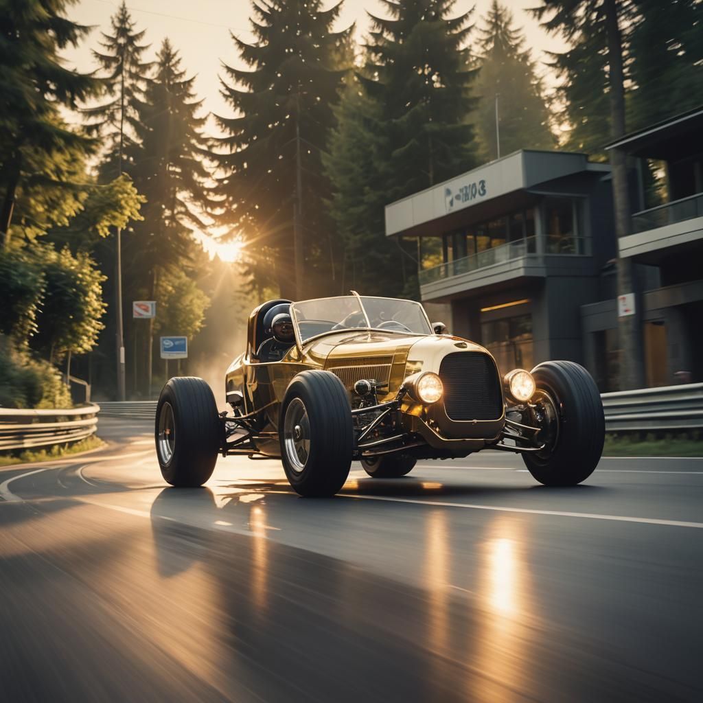 Ford Model B Races Nurburgring in Retro-Futuristic Style