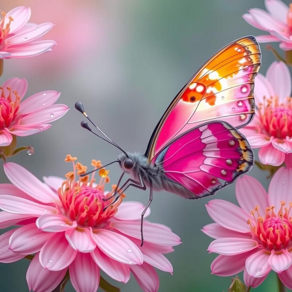 Butterfly with Flaming Wings on Flower