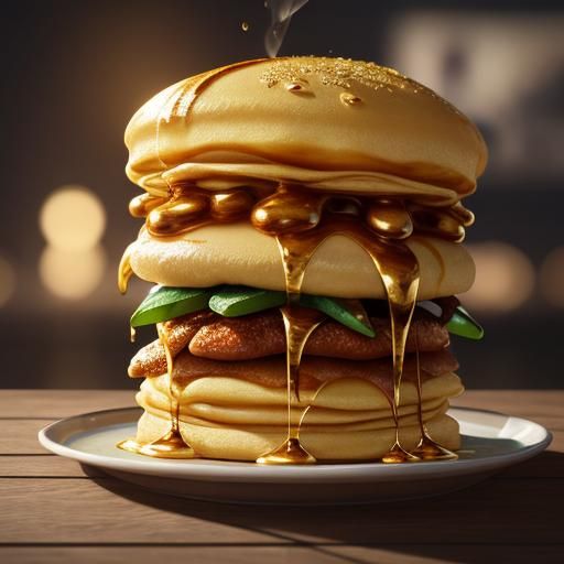 French Frog Gazing at Giant Crêpe in 3D Cartoon Style