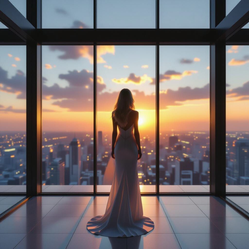 Surreal Penthouse View in Cyberpunk Style