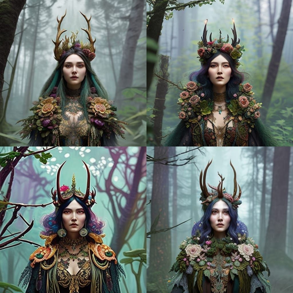 Detailed Woodland Witch Portrait in 4K Resolution