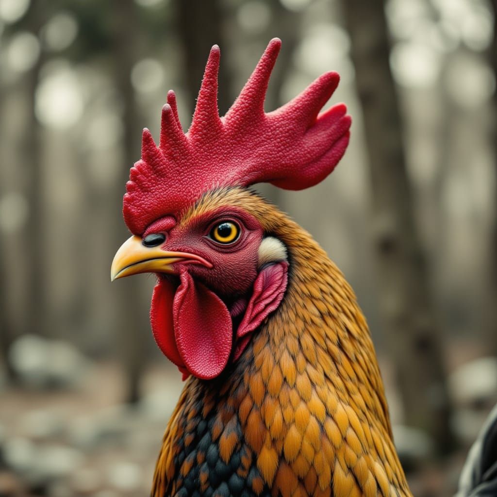 Majestic Rooster Adorns the Sun with Humility
