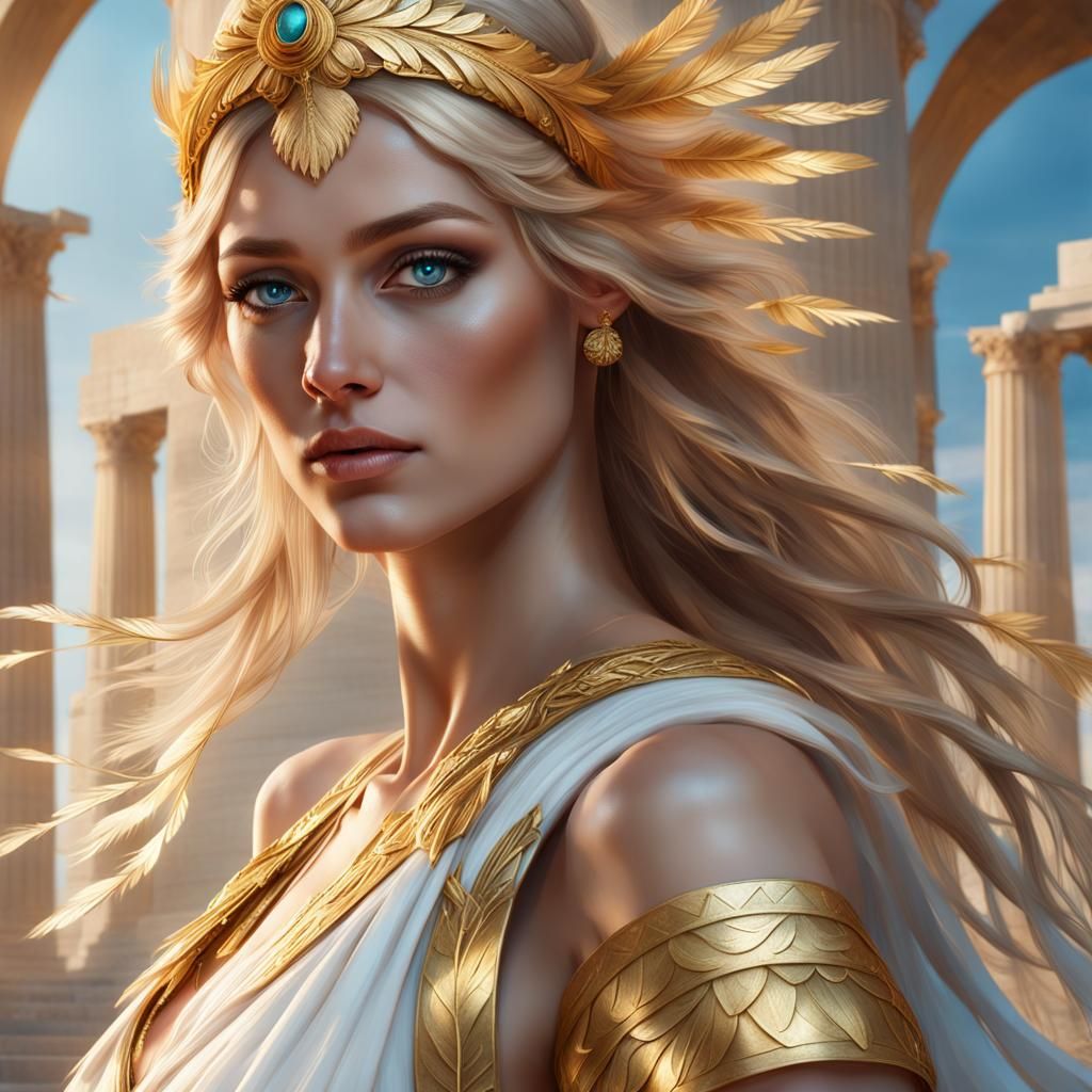 Hera, Greek Goddess Portrait in Art Nouveau Style