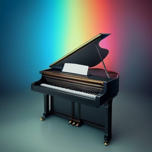 Rainbow Piano: Detailed Matte Painting in Deep Color