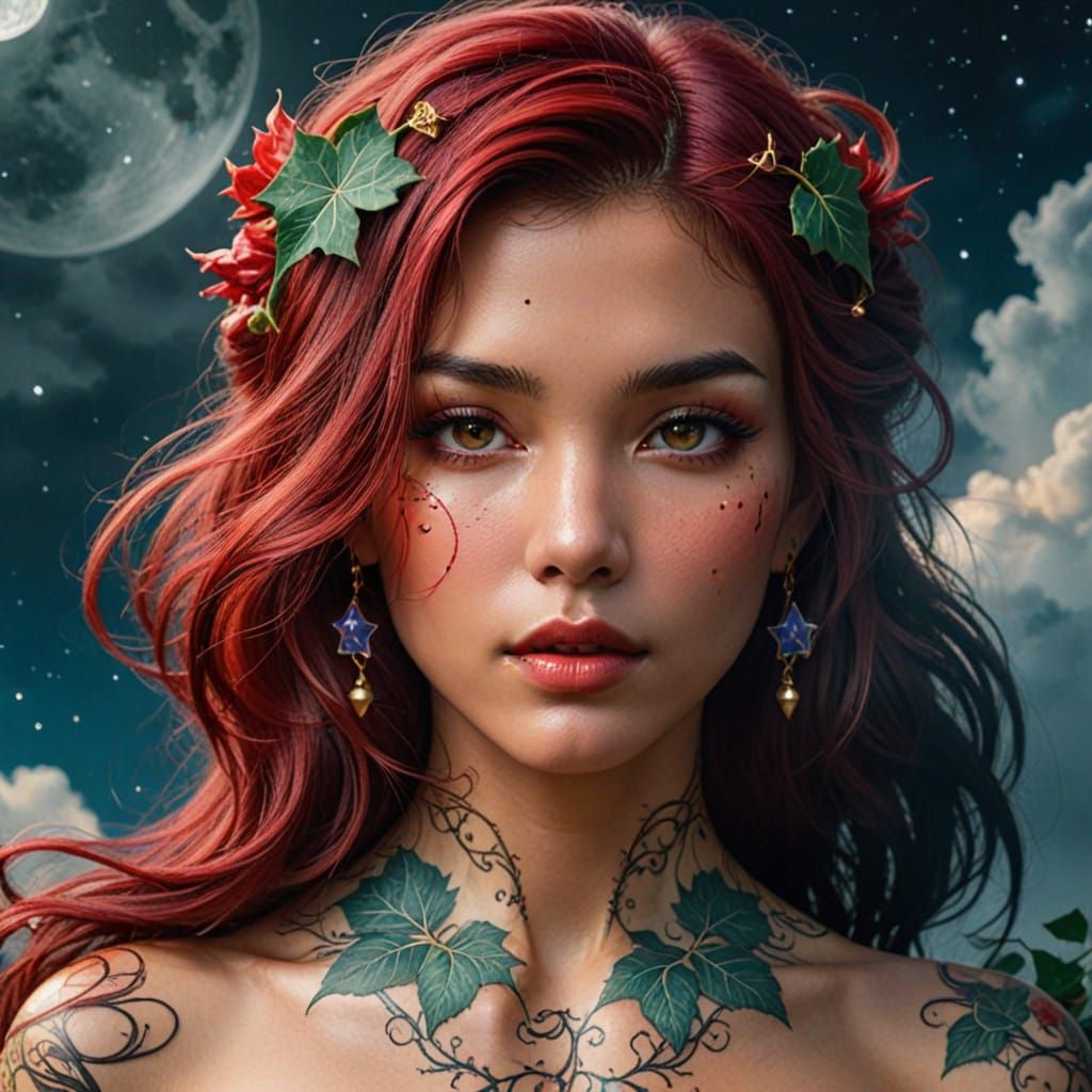 Mysterious Goddess Basks in Moonlit Garden