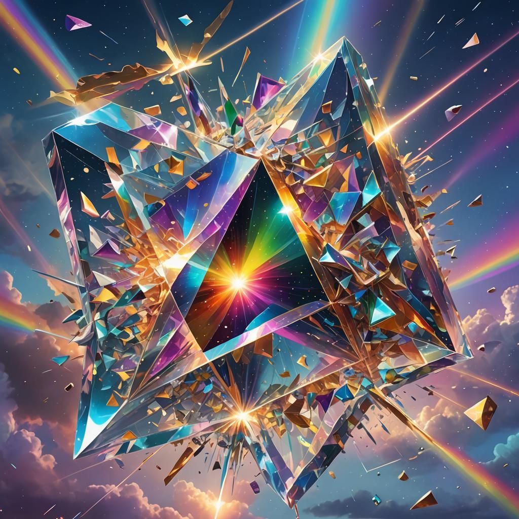 Shattered Prism Refracts Laser Beam in Cosmic Illustration