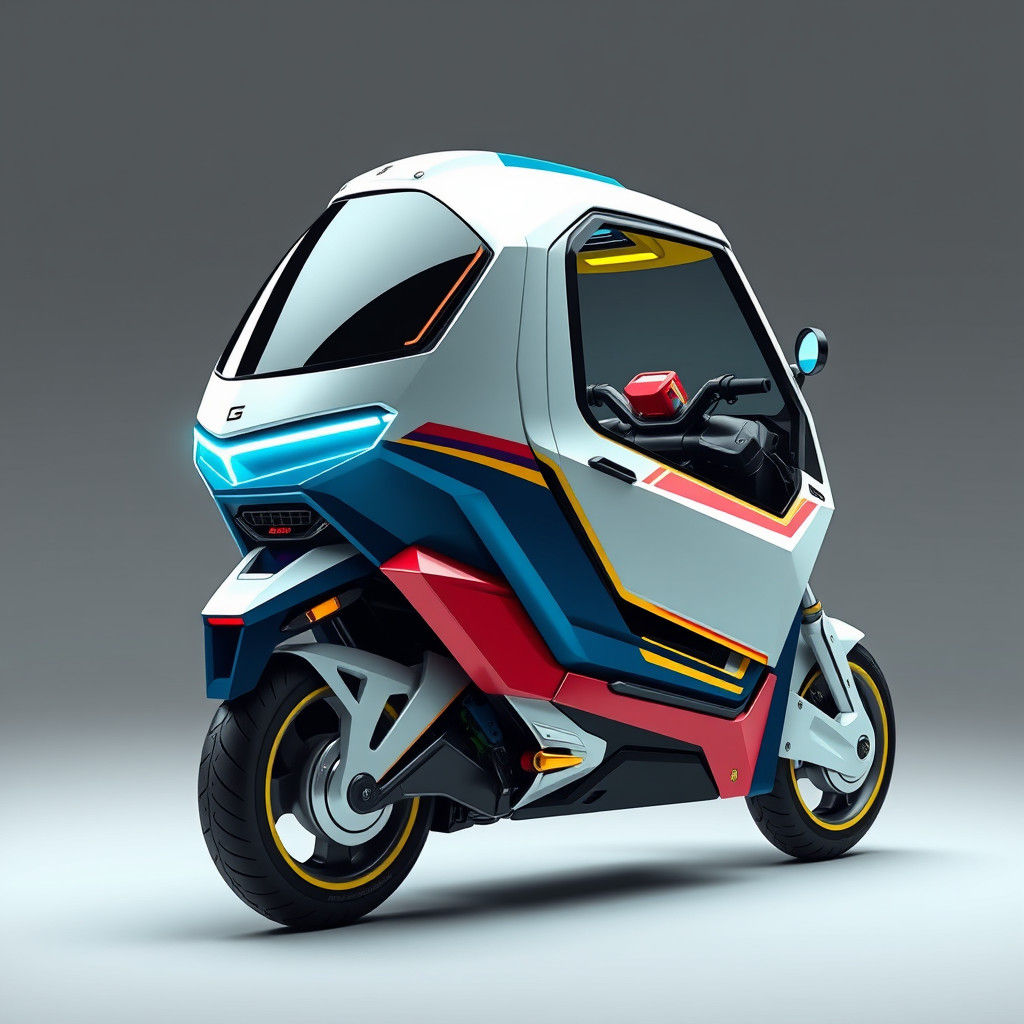 Retro-Futuristic Gundam-Inspired Motorcycle Concept