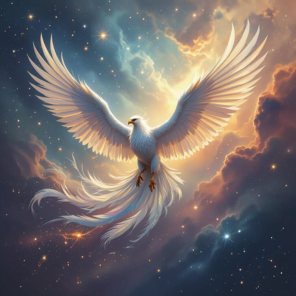 Majestic Griffin Soars Through Cosmic Nebula in Digital Art ...