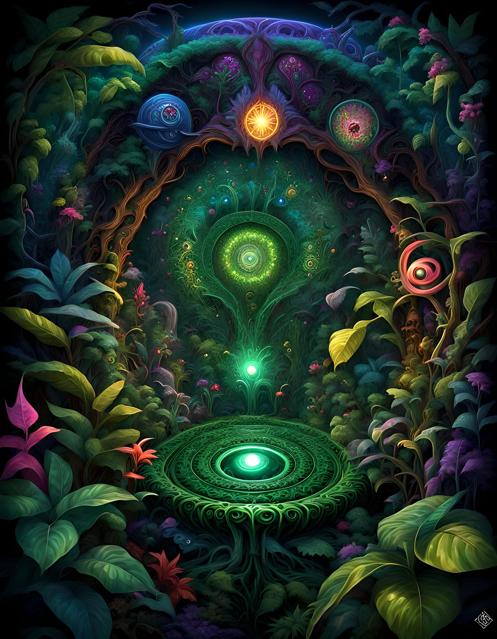Psychedelic Magical Jungle: 3D Fantasy Goblincore Art