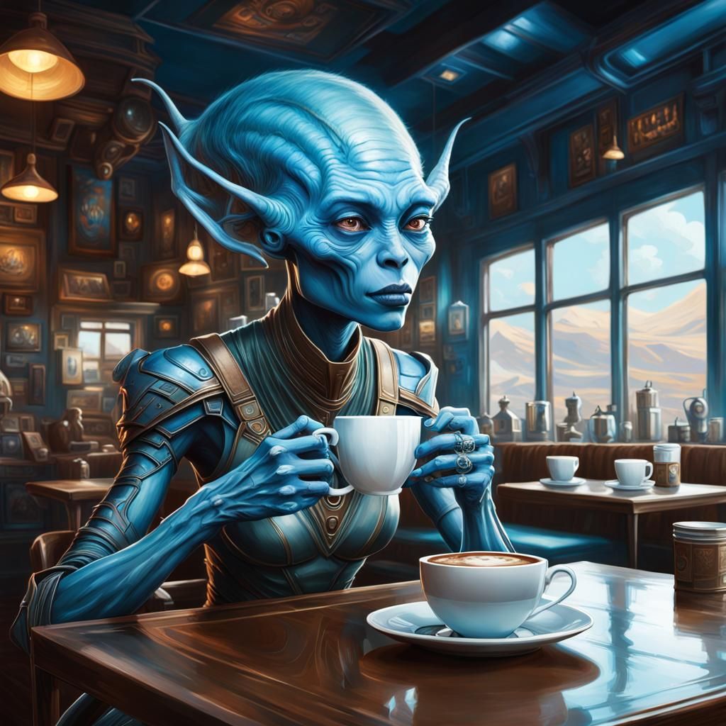 Alien Coffee Break: Afrofuturist Sci-Fi Portrait