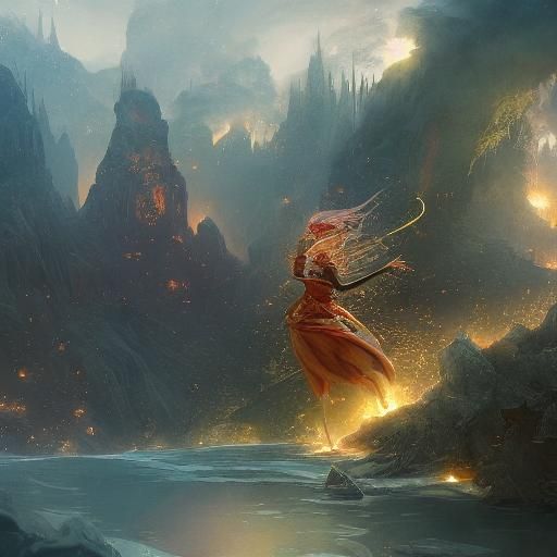 Ballerina in Iridescent Bubble: Dark Fantasy Art