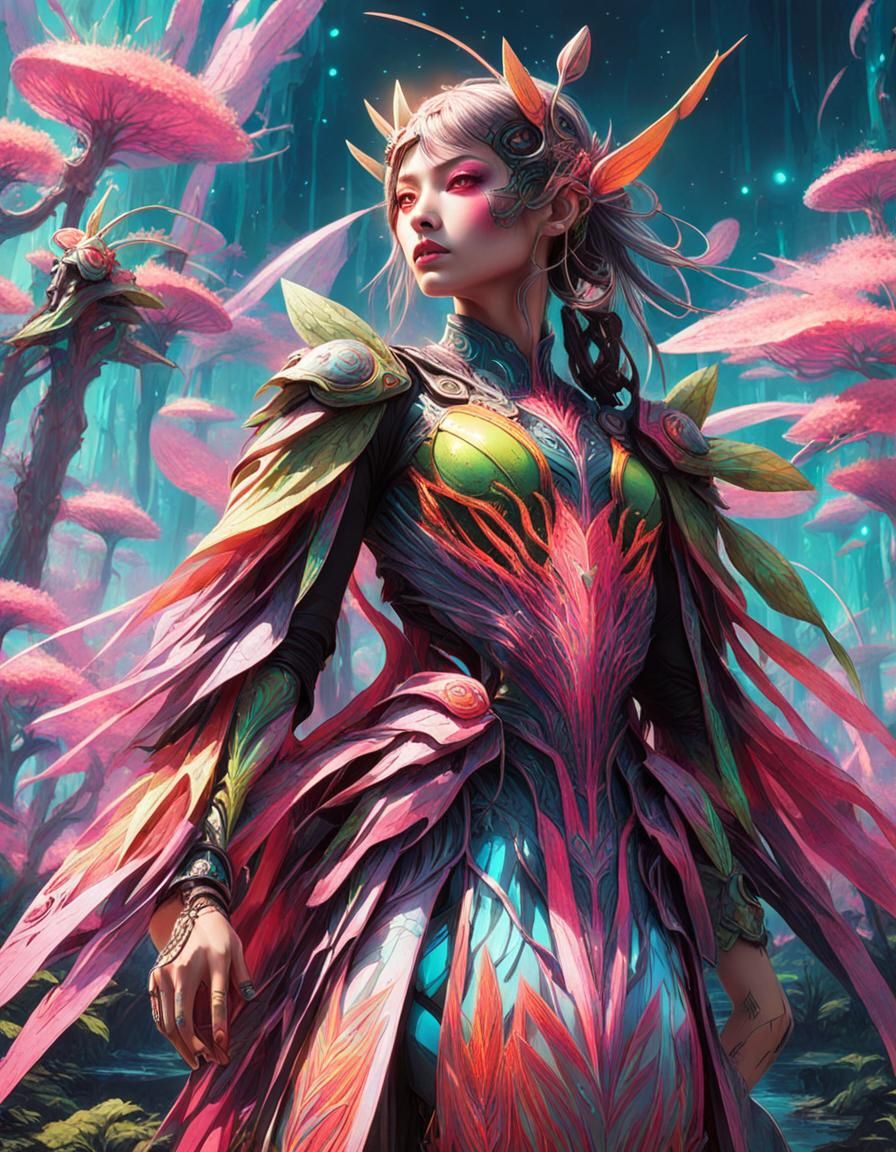 Alien Fairy in Extraterrestrial Swamp: Sci-Fi Concept Art