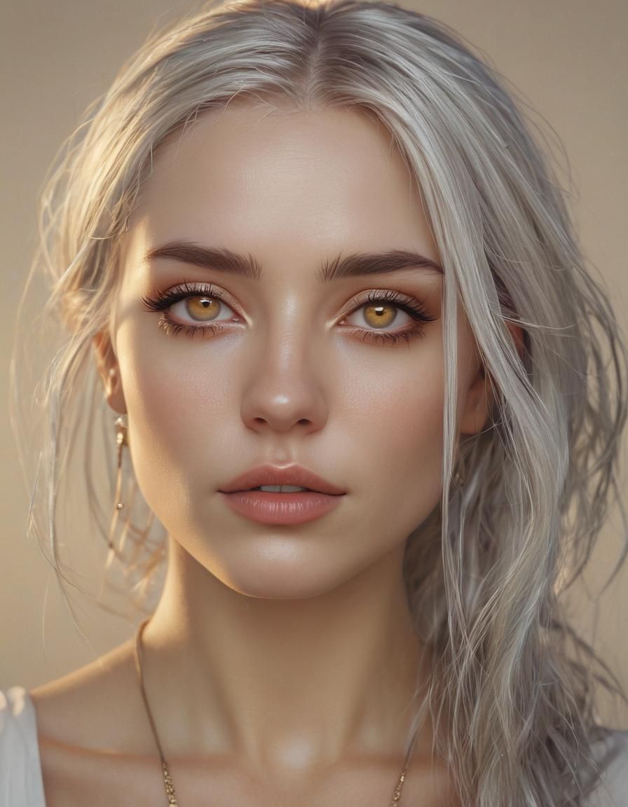 Art Nouveau Silver Haired Woman Portrait