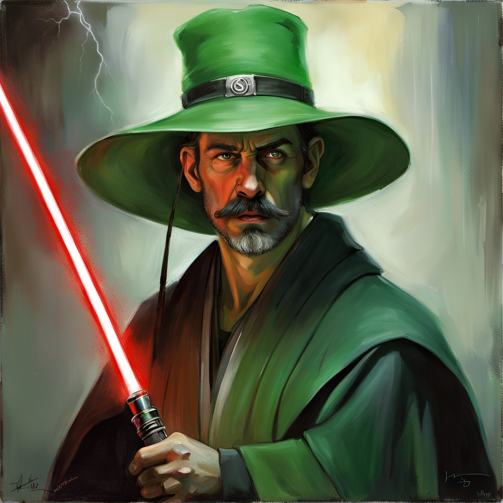 Luigi as a Sith Lord with Lightsaber