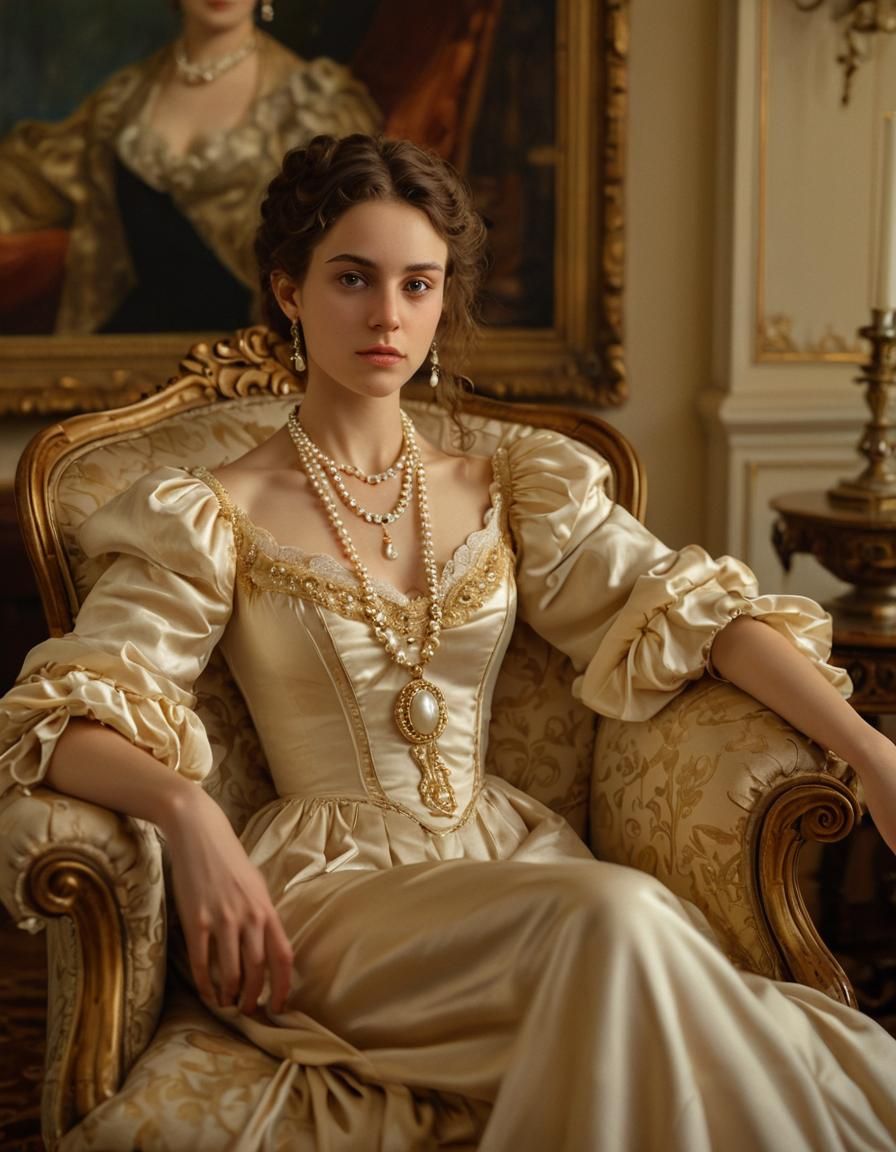 Victorian Woman Portrait in Oil Painting Style