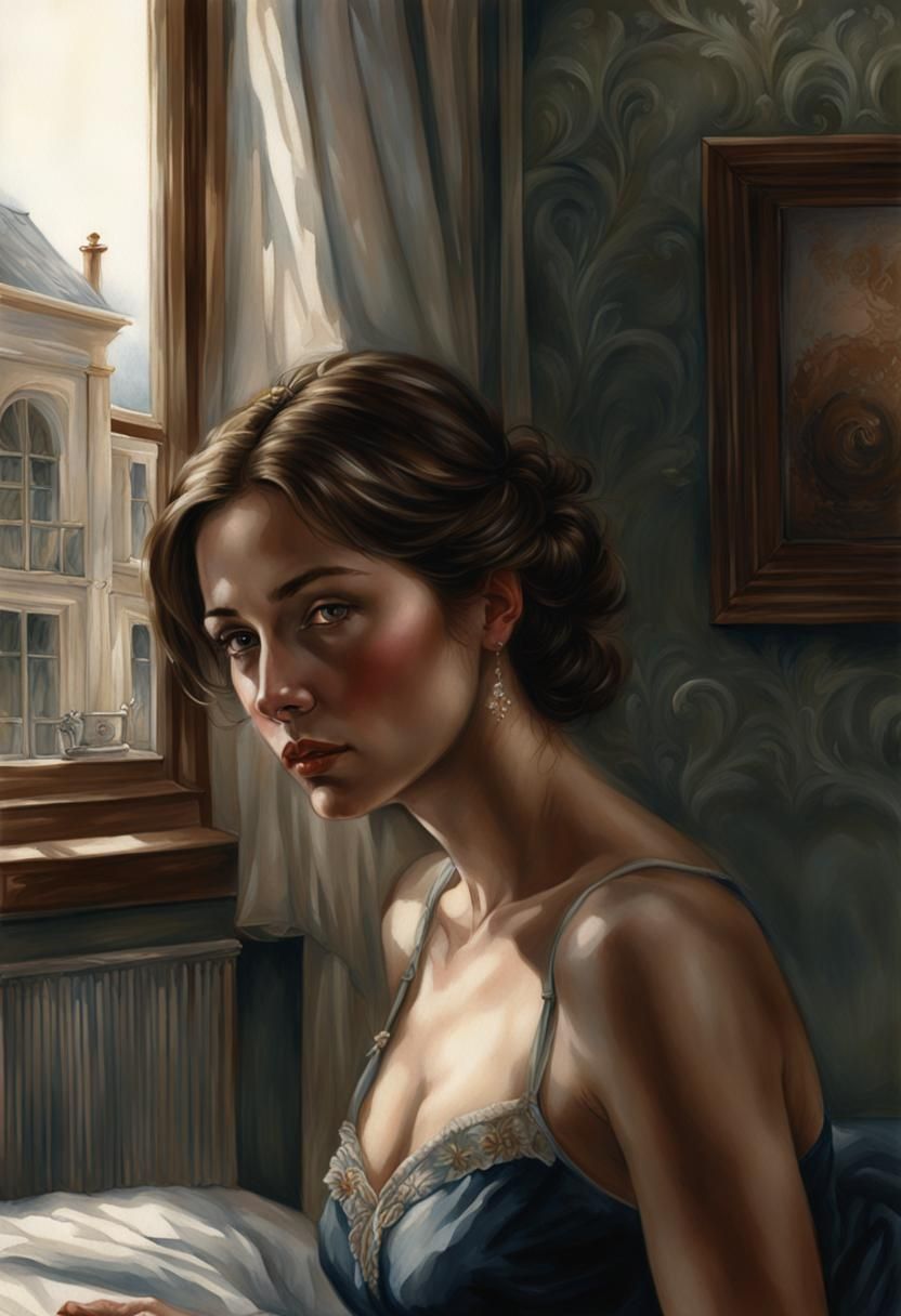 Colonial Woman Portrait in Hyperrealistic Watercolor