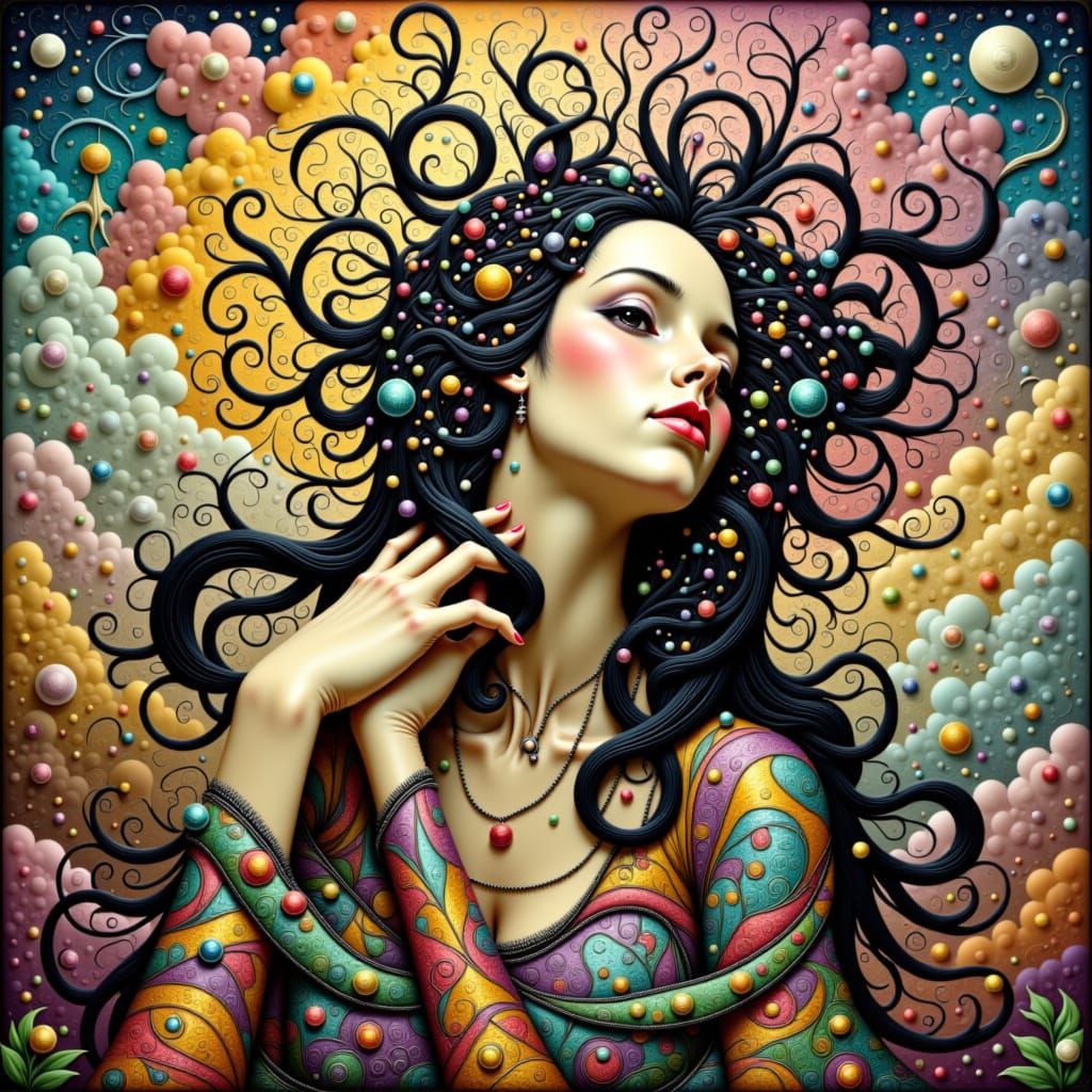 Dreamer in Surreal Abstract and Baroque Art Fusion