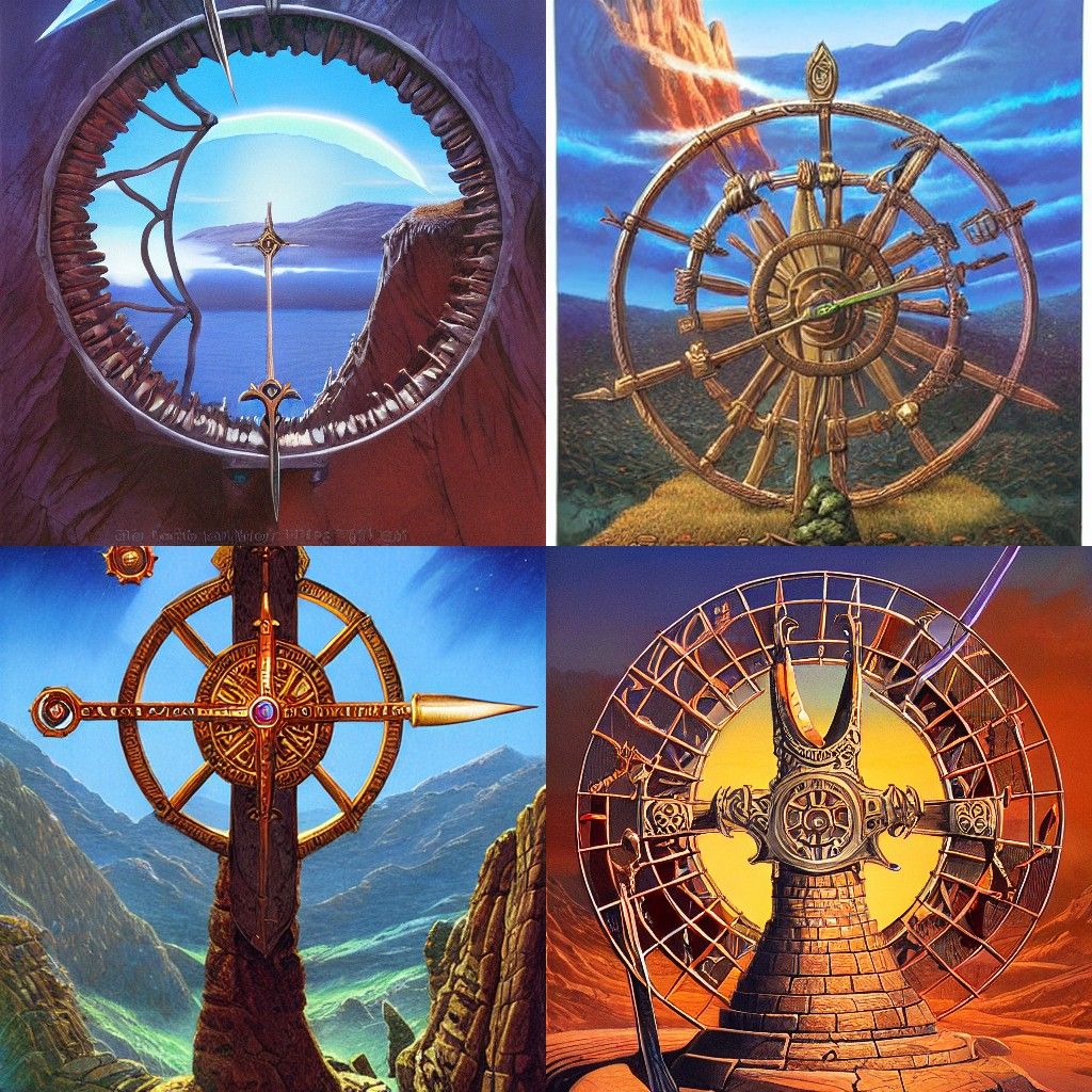 Heroic Sword in Mountainous Fantasy Landscape