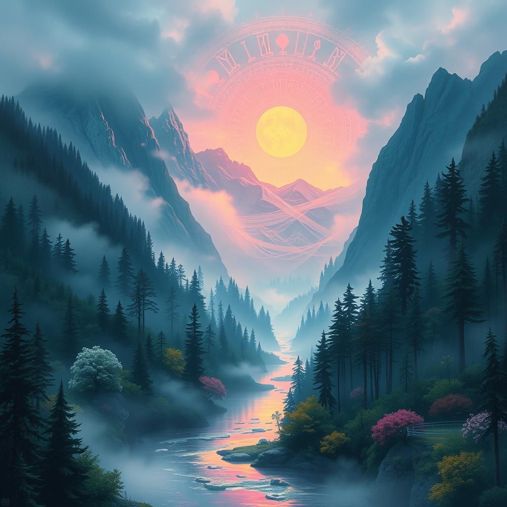 Dreamlike World in Style of Gustav Klimt