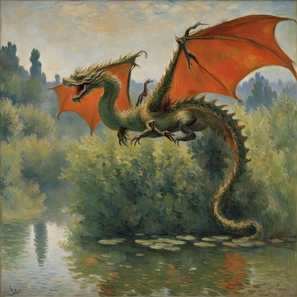 Impressionistic Dragon Inspired by Monet's Style