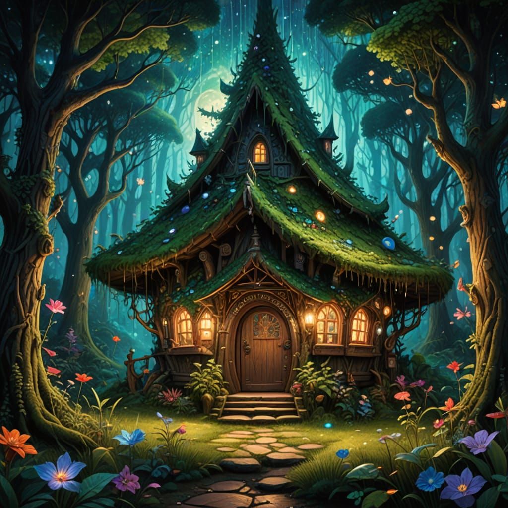 Whimsical Fairy Forest Sanctuary in Radiant, Fantastical Bea...