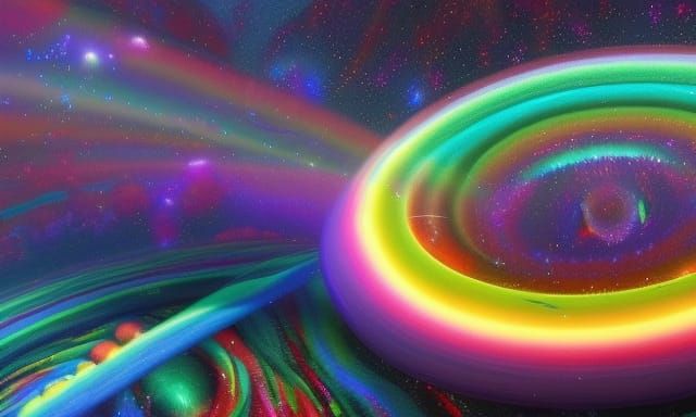A rainbow ring around Saturn