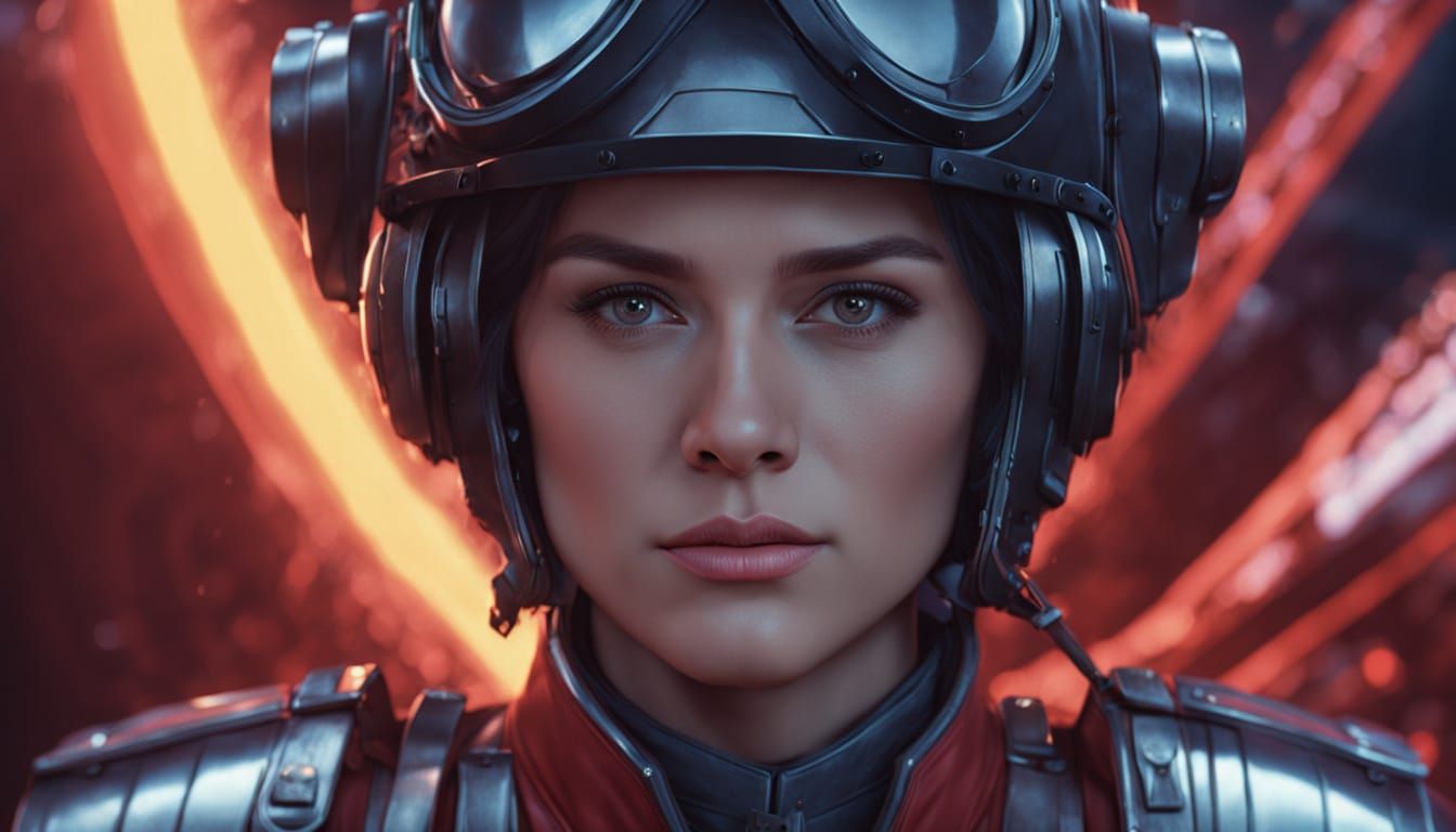 Starship Pilot in Sparkling Obsidian Red Uniform