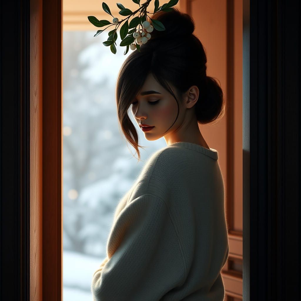 Mistletoe's Gentle Charm Captured in a Detailed, Dreamlike S...