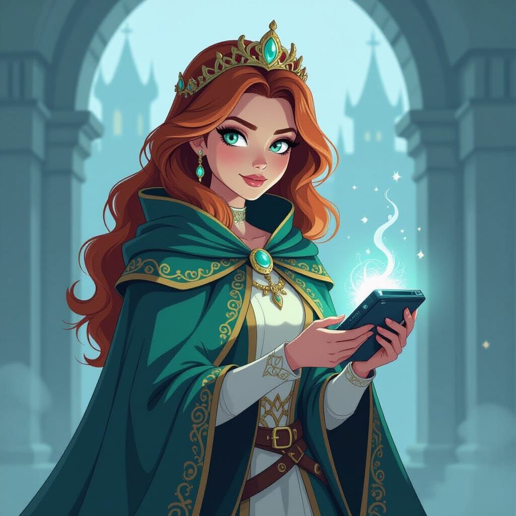 Time-Traveling Princess in Hanna Barbera Cartoon Style