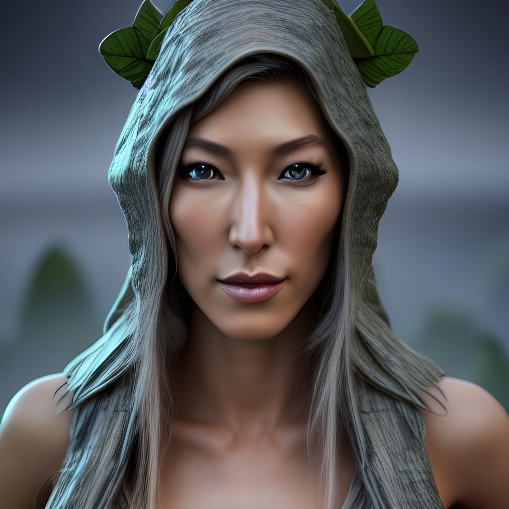 Wood Elf Portrait in Jungle City, Photorealistic