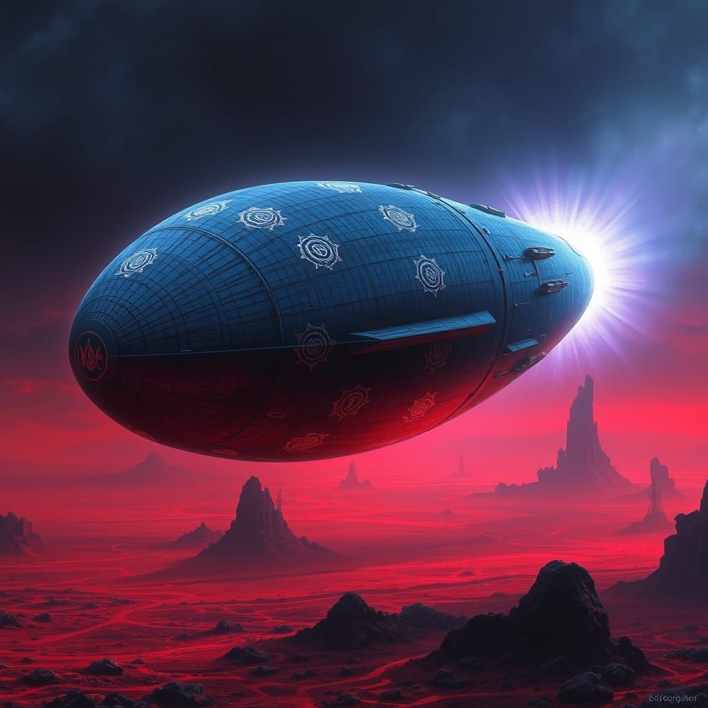 Cosmic Ocarina Vessel in Iridescent Metallic Hues