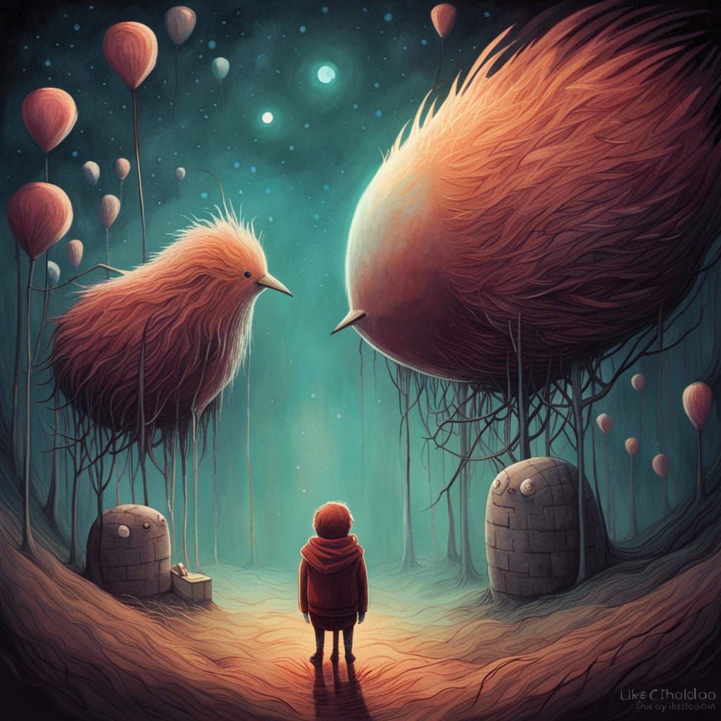 Surreal Character Portrait in Mixed Media Style