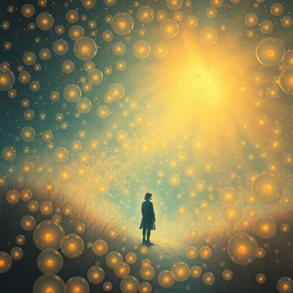 Ethereal Cell with Luminous Cells, Dreamlike Mist