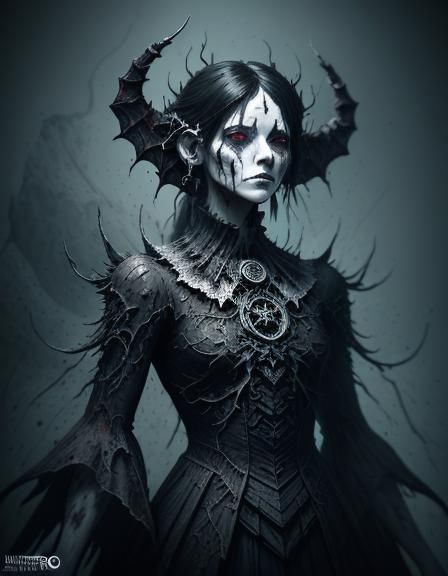 Ethereal Demonic Entity by Corrupted Lake in Inkblot Style