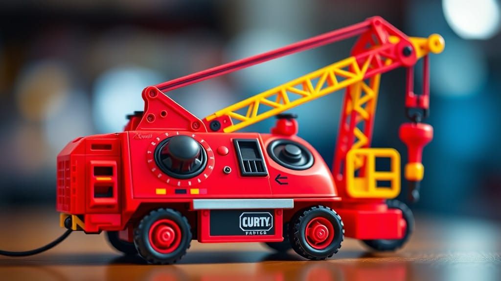 Vibrant Toy Crane Remote Control in Photorealistic Style