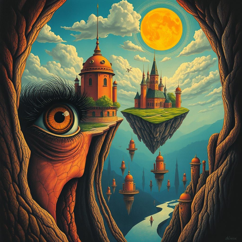 Surreal Eyes Gazing Into Dreamlike New World