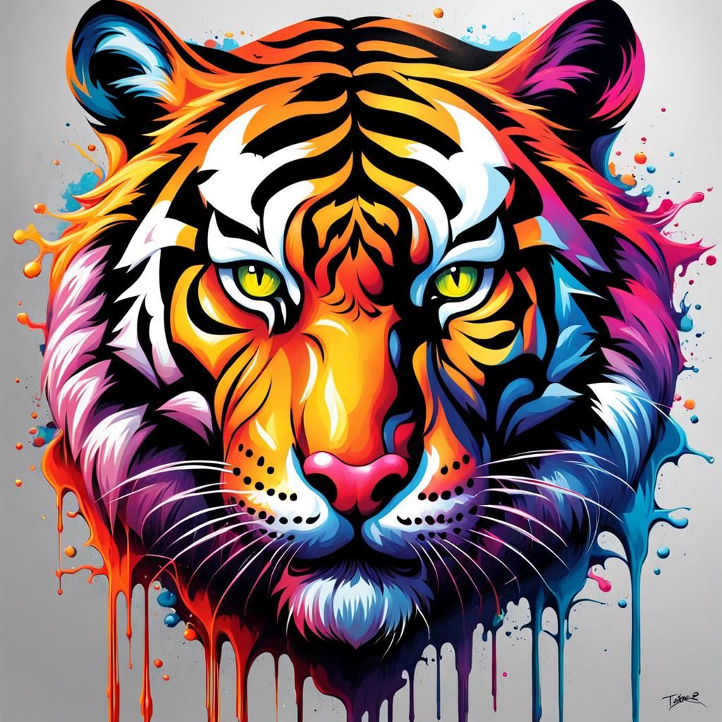 Graffiti Art: Tiger, Panther, Dragon, and Wolf Fusion