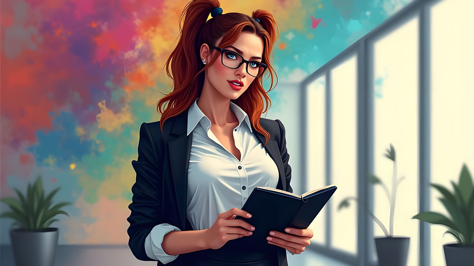 Digital Painting of Confident Businesswoman in Professional ...