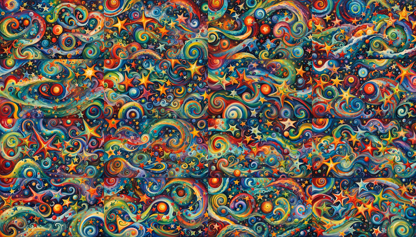 Abstract Star Cluster Formation in Oil Painting Style