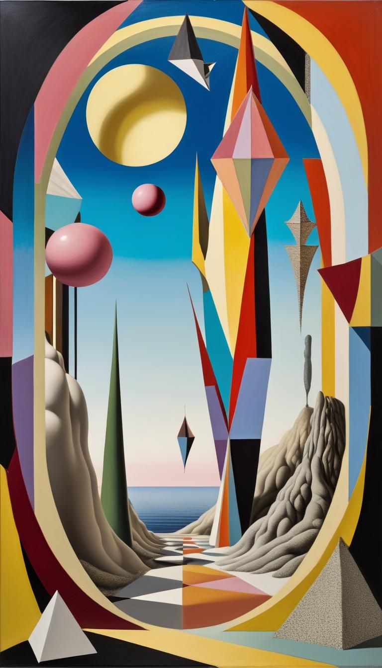 Surreal 3D Dreamscape of Geometric Shapes