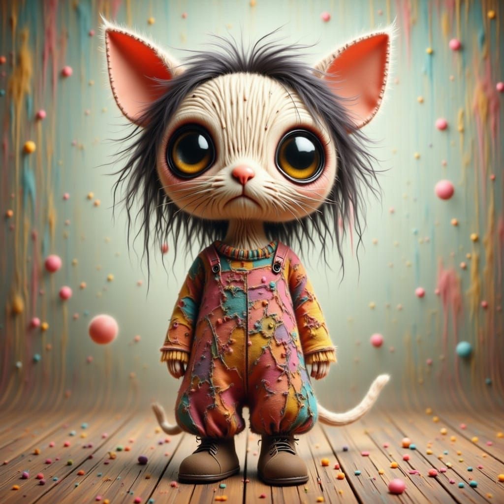 Cozy Feline in Warm Patchwork Attire