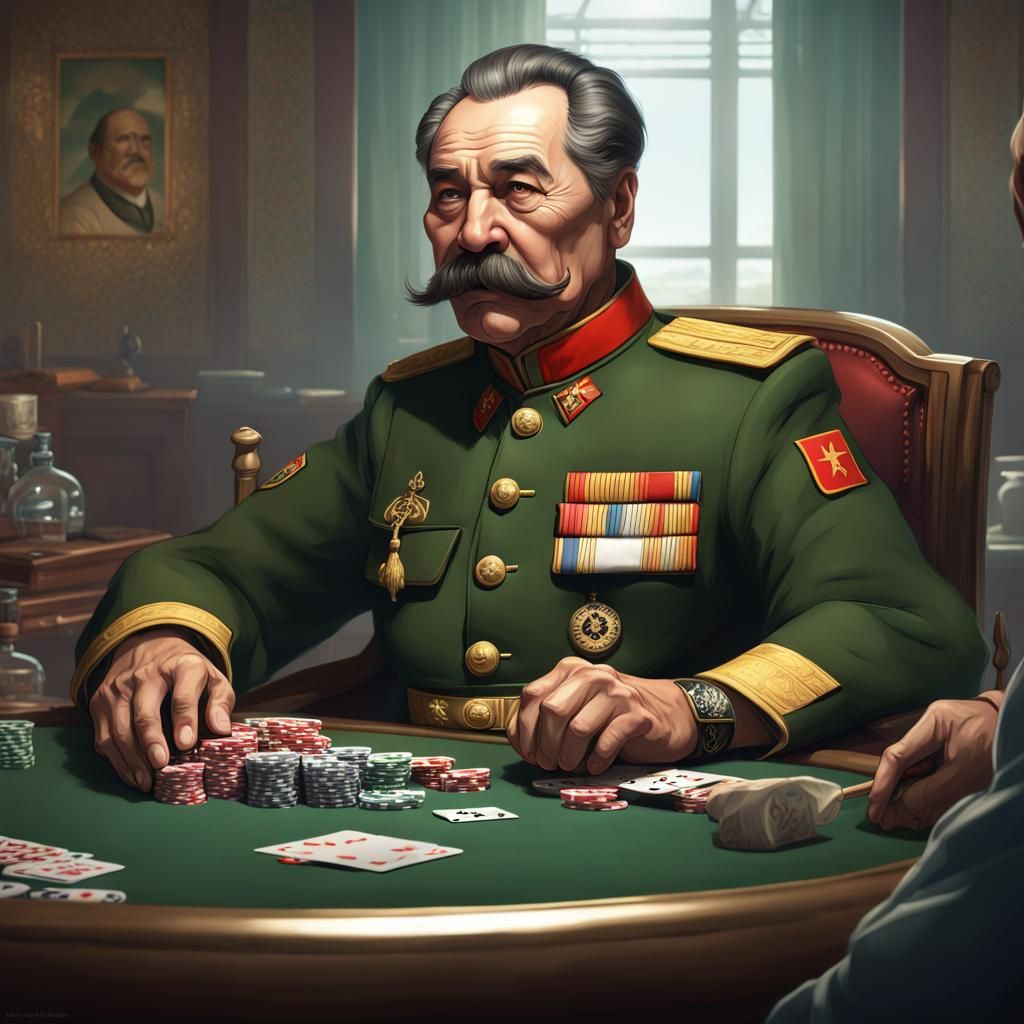 Russian Admiral and Chairman Mao Playing Poker