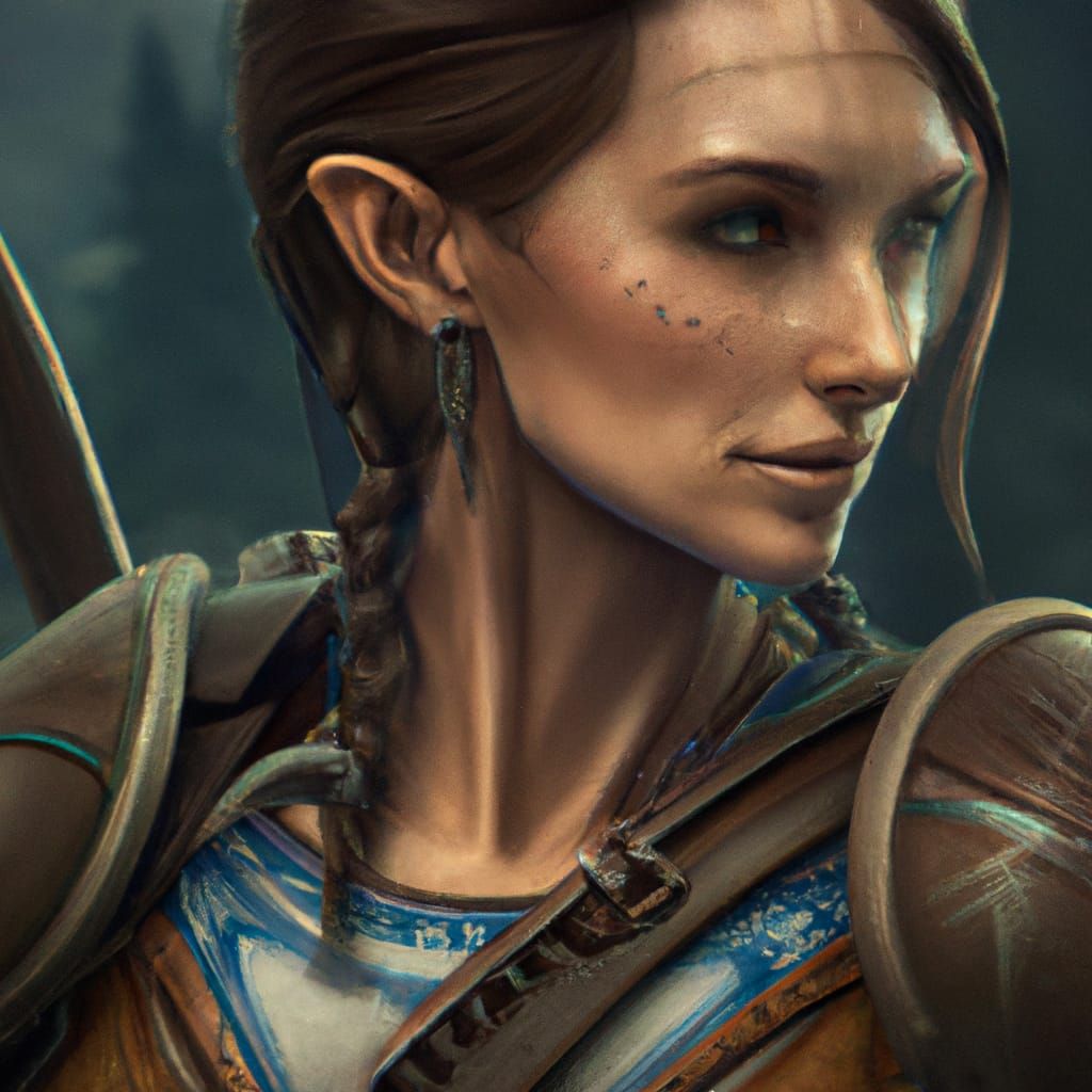 Epic Fantasy Elf Archer in Medieval City