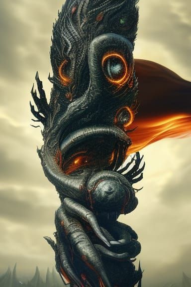 Hyperdetailed Worm Demon in Dark Fantasy Style