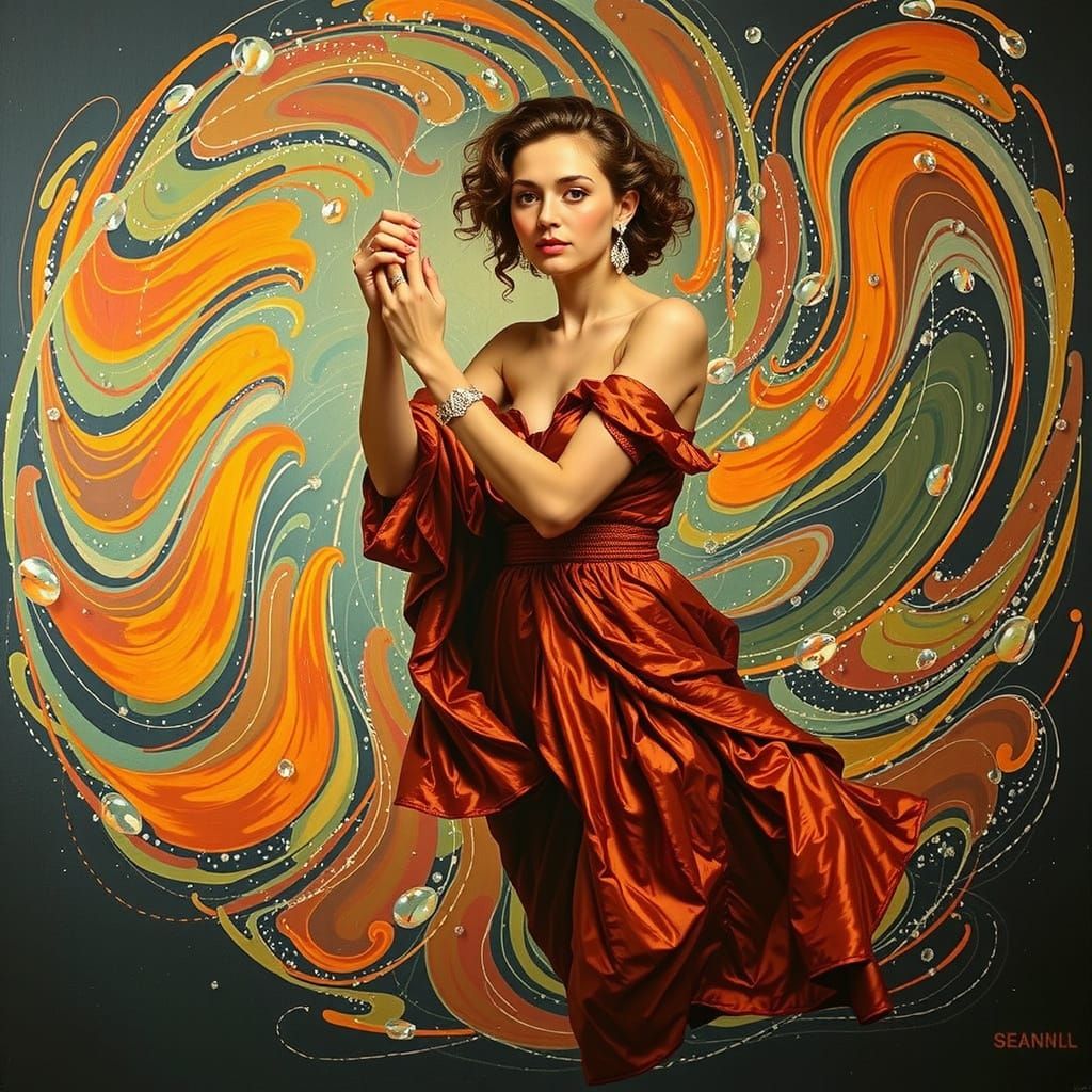 Dynamic Swirling Vortex Abstract Art