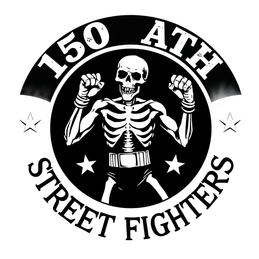 Skeleton Boxer Logo in Old-School Tattoo Style