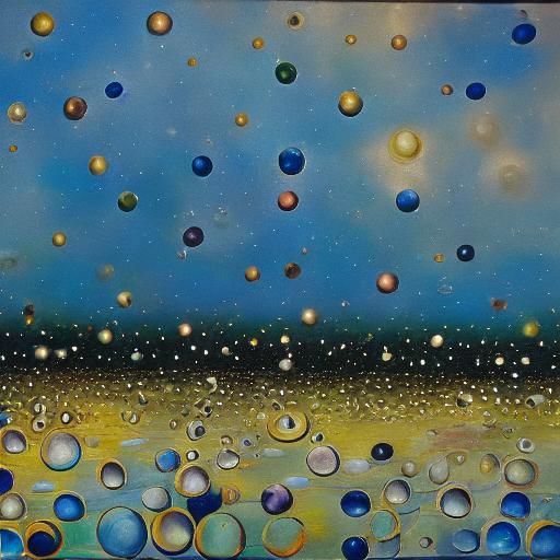 Abstract Dark Pearls and Bubbles in Surreal Style