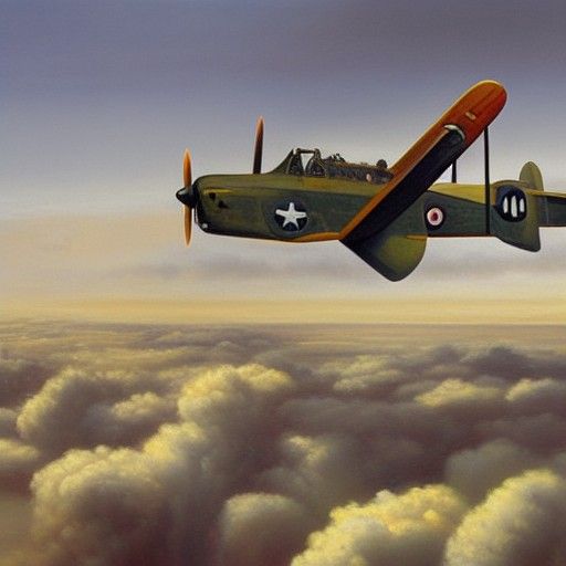 World War 2 Plane Battle as Oil Painting
